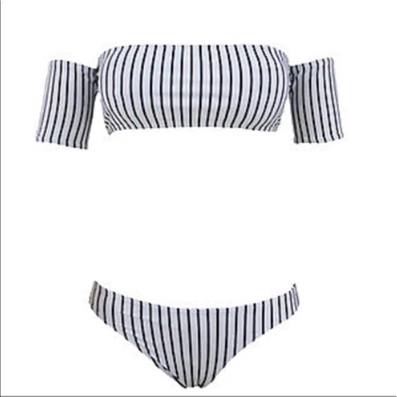 PREORDER 🌴 striped off the shoulder bikini swim - Picture 3 of 4